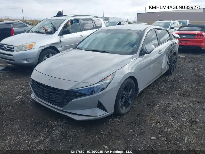 2022 Hyundai Elantra VIN: KMHLM4AG0NU339275 Lot: 12197680
