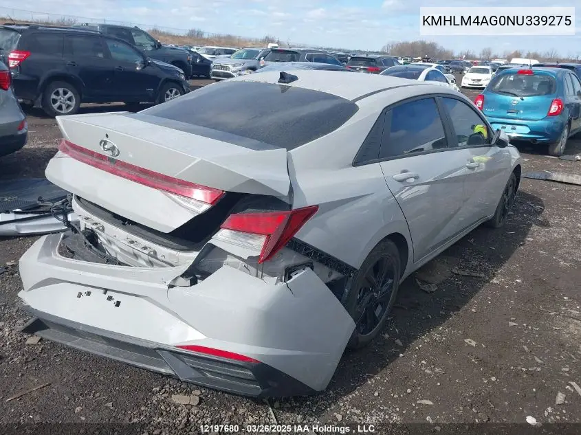 2022 Hyundai Elantra VIN: KMHLM4AG0NU339275 Lot: 12197680