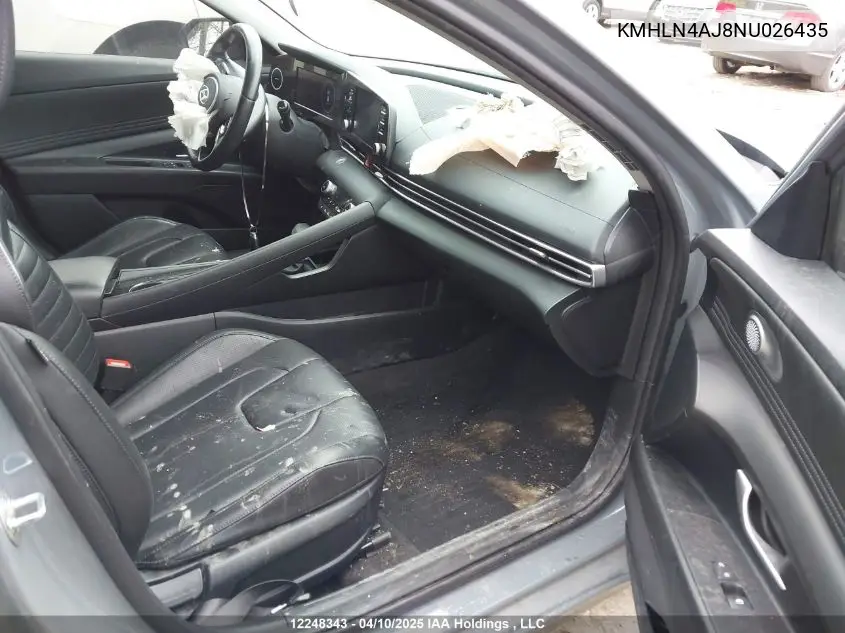 2022 Hyundai Elantra Hybrid VIN: KMHLN4AJ8NU026435 Lot: 12248343