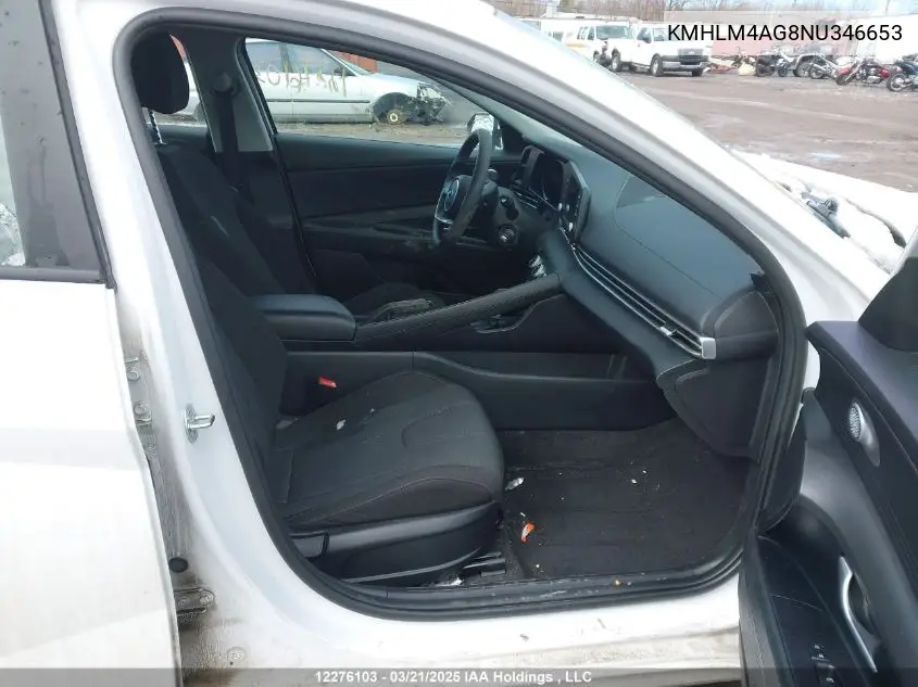 2022 Hyundai Elantra Essential Ivt With Hyundai Smartsense Package VIN: KMHLM4AG8NU346653 Lot: 12276103