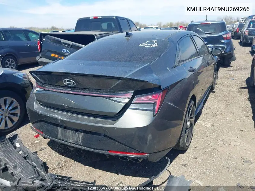 2022 Hyundai Elantra N Line VIN: KMHLR4AF9NU269266 Lot: 12303564