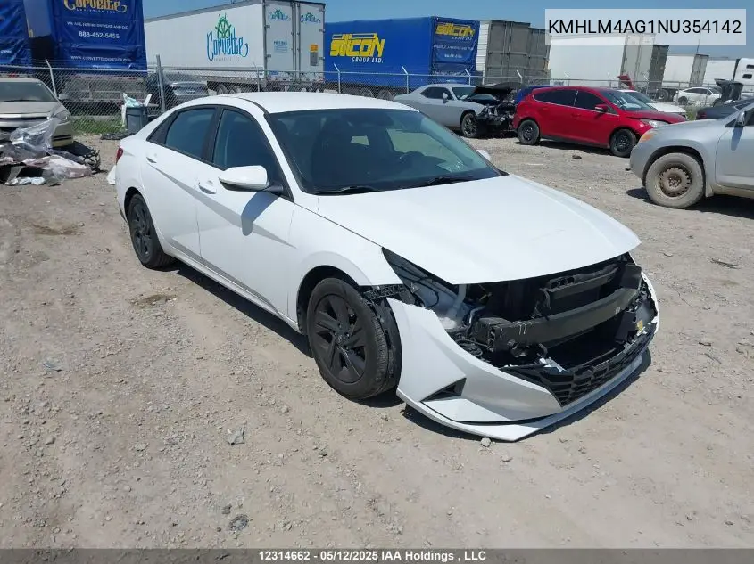 2022 Hyundai Elantra Sel VIN: KMHLM4AG1NU354142 Lot: 12314662