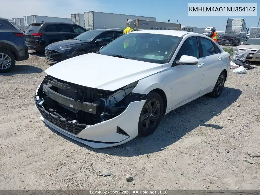 2022 Hyundai Elantra Sel VIN: KMHLM4AG1NU354142 Lot: 12314662