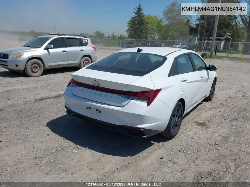2022 Hyundai Elantra Sel VIN: KMHLM4AG1NU354142 Lot: 12314662