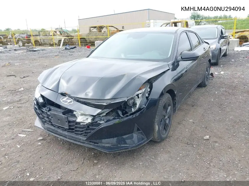 2022 Hyundai Elantra Preferred Ivt VIN: KMHLM4AG0NU294094 Lot: 12330081