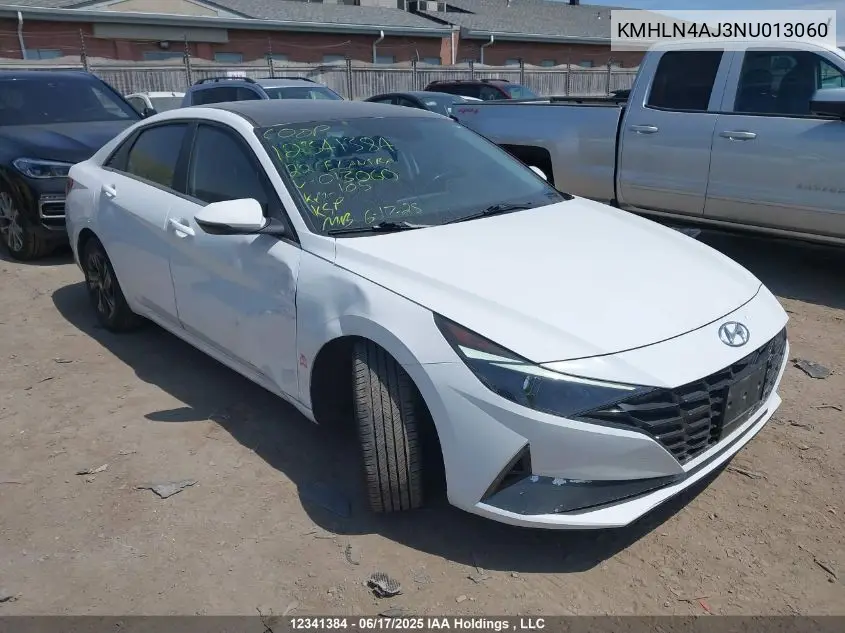2022 Hyundai Elantra Hybrid Ultimate VIN: KMHLN4AJ3NU013060 Lot: 12341384