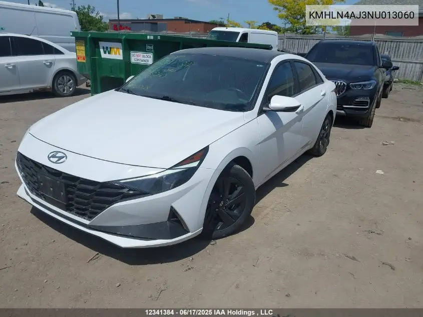 2022 Hyundai Elantra Hybrid Ultimate VIN: KMHLN4AJ3NU013060 Lot: 12341384