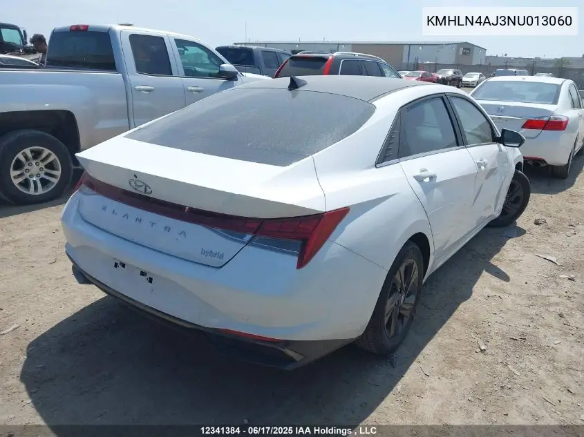 2022 Hyundai Elantra Hybrid Ultimate VIN: KMHLN4AJ3NU013060 Lot: 12341384