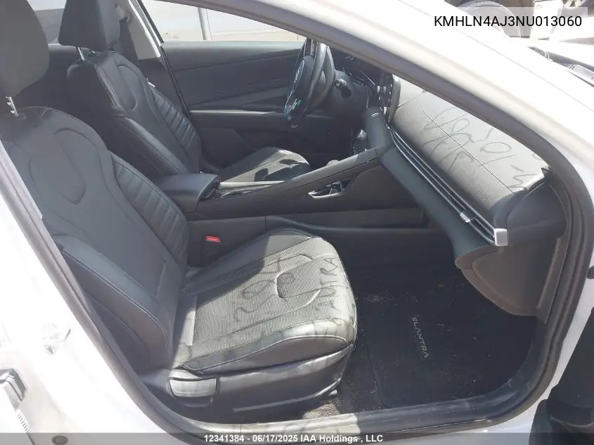 2022 Hyundai Elantra Hybrid Ultimate VIN: KMHLN4AJ3NU013060 Lot: 12341384