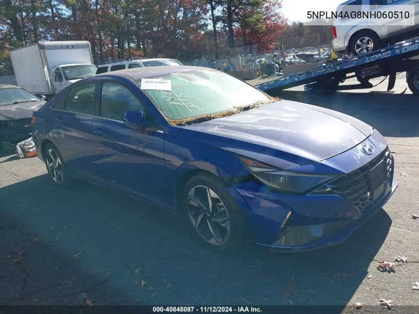 2022 Hyundai Elantra Sel VIN: 5NPLN4AG8NH060510 Lot: 40845087