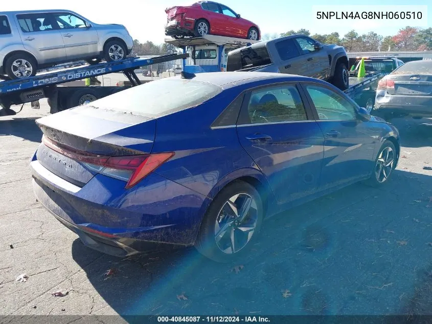 2022 Hyundai Elantra Sel VIN: 5NPLN4AG8NH060510 Lot: 40845087