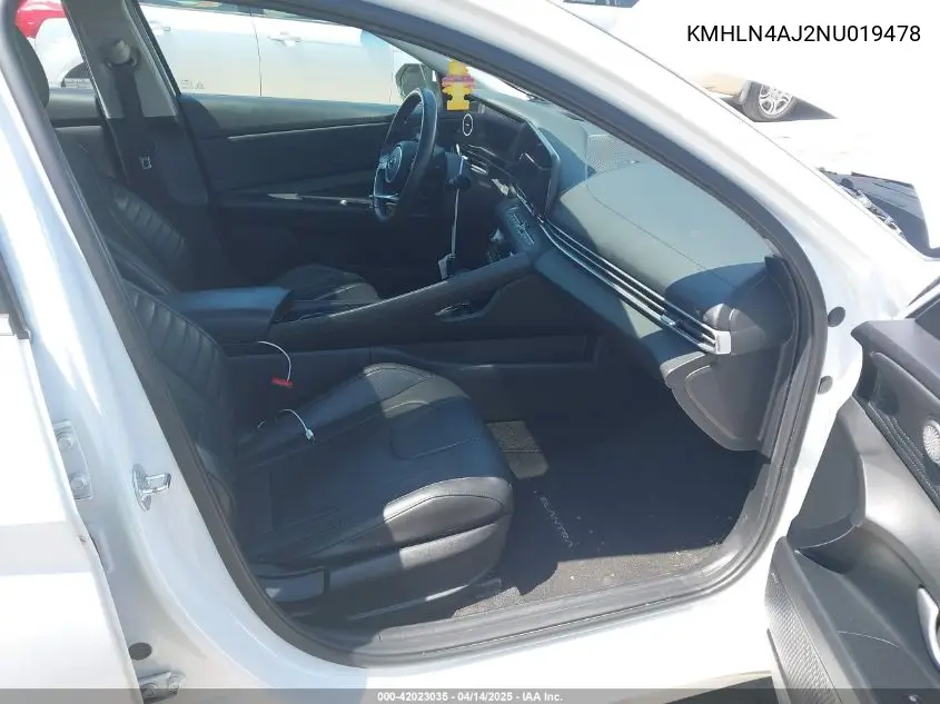 2022 Hyundai Elantra Hybrid Limited VIN: KMHLN4AJ2NU019478 Lot: 42023035