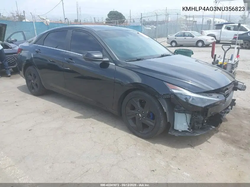 2022 Hyundai Elantra Limited VIN: KMHLP4AG3NU356823 Lot: 42241672