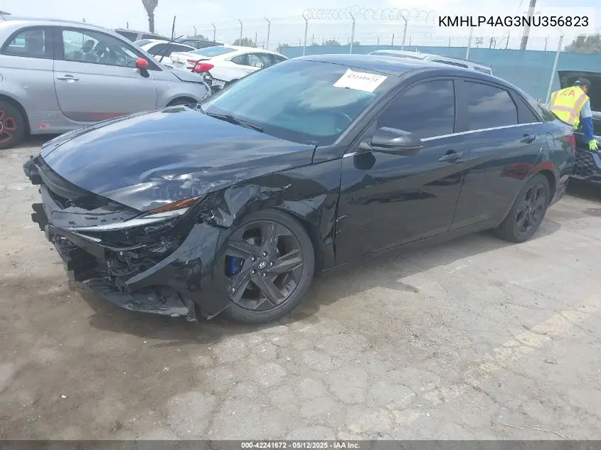 2022 Hyundai Elantra Limited VIN: KMHLP4AG3NU356823 Lot: 42241672