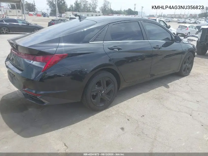 2022 Hyundai Elantra Limited VIN: KMHLP4AG3NU356823 Lot: 42241672