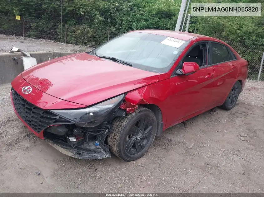 2022 Hyundai Elantra Sel VIN: 5NPLM4AG0NH065820 Lot: 42244457