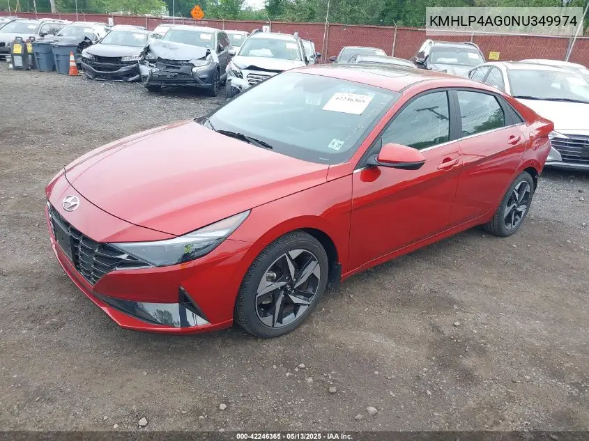 2022 Hyundai Elantra Limited VIN: KMHLP4AG0NU349974 Lot: 42246365