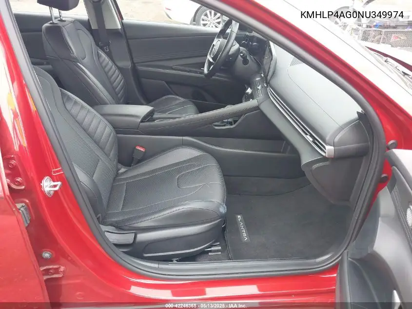 2022 Hyundai Elantra Limited VIN: KMHLP4AG0NU349974 Lot: 42246365