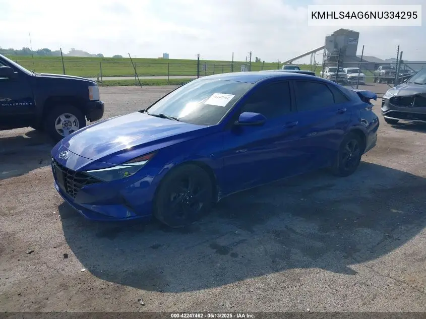2022 Hyundai Elantra Sel VIN: KMHLS4AG6NU334295 Lot: 42247462
