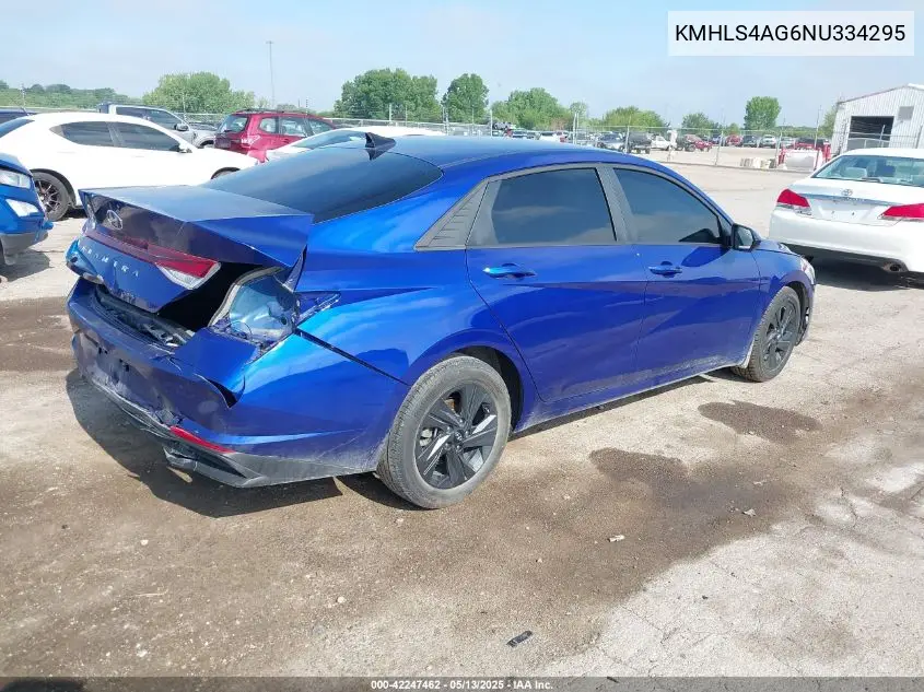 2022 Hyundai Elantra Sel VIN: KMHLS4AG6NU334295 Lot: 42247462