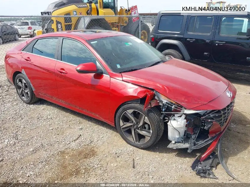 2022 Hyundai Elantra Sel VIN: KMHLN4AG4NU349000 Lot: 42248328