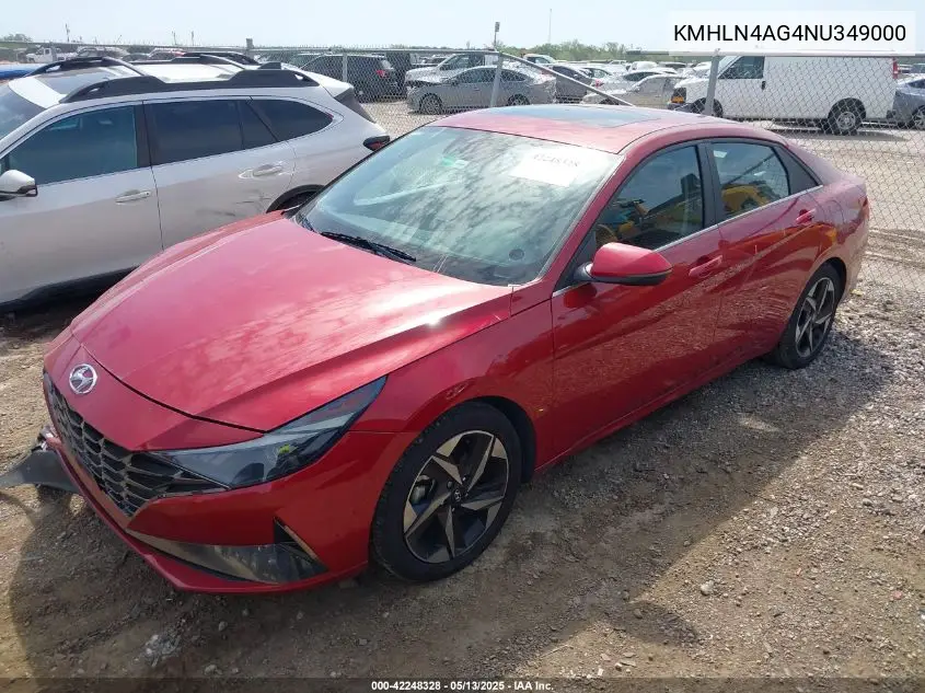 2022 Hyundai Elantra Sel VIN: KMHLN4AG4NU349000 Lot: 42248328