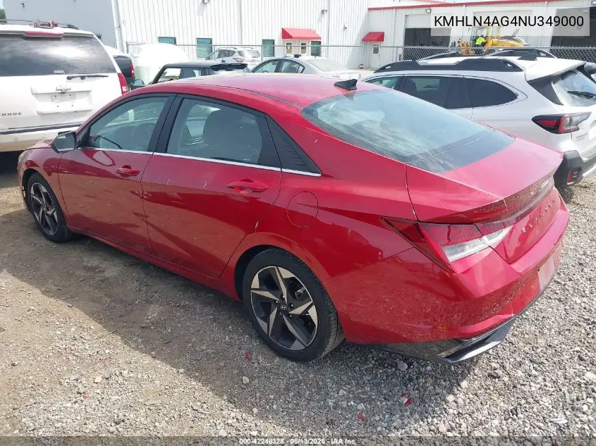 2022 Hyundai Elantra Sel VIN: KMHLN4AG4NU349000 Lot: 42248328