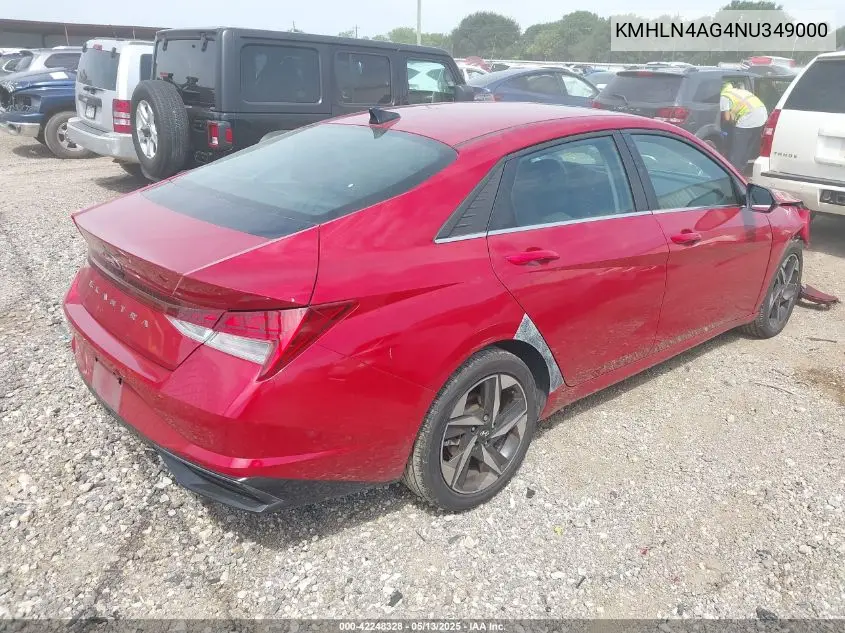2022 Hyundai Elantra Sel VIN: KMHLN4AG4NU349000 Lot: 42248328