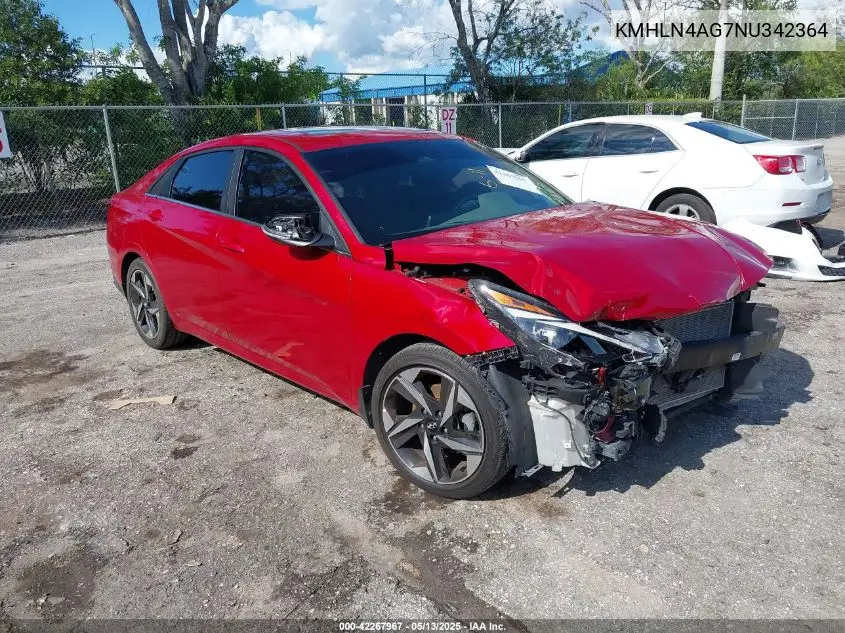 2022 Hyundai Elantra Sel VIN: KMHLN4AG7NU342364 Lot: 42267967