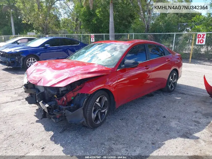 2022 Hyundai Elantra Sel VIN: KMHLN4AG7NU342364 Lot: 42267967