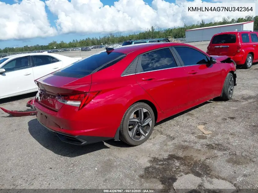 2022 Hyundai Elantra Sel VIN: KMHLN4AG7NU342364 Lot: 42267967