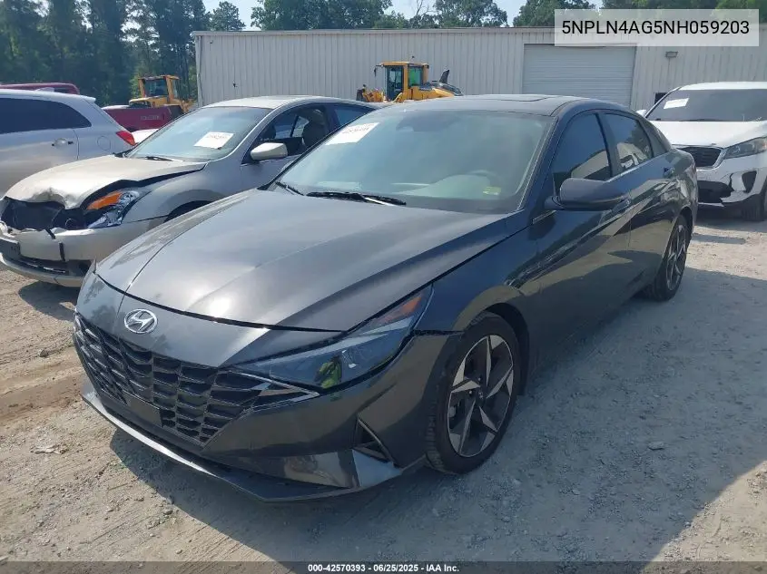 2022 Hyundai Elantra Sel VIN: 5NPLN4AG5NH059203 Lot: 42570393