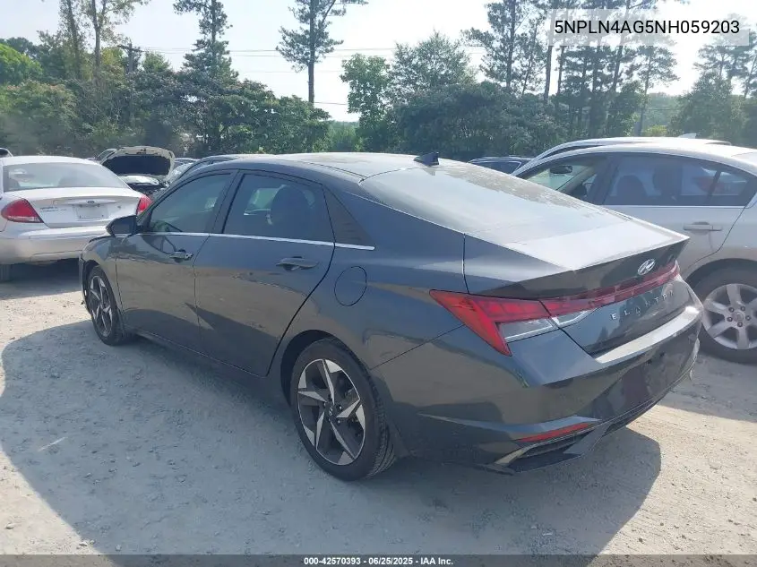 2022 Hyundai Elantra Sel VIN: 5NPLN4AG5NH059203 Lot: 42570393