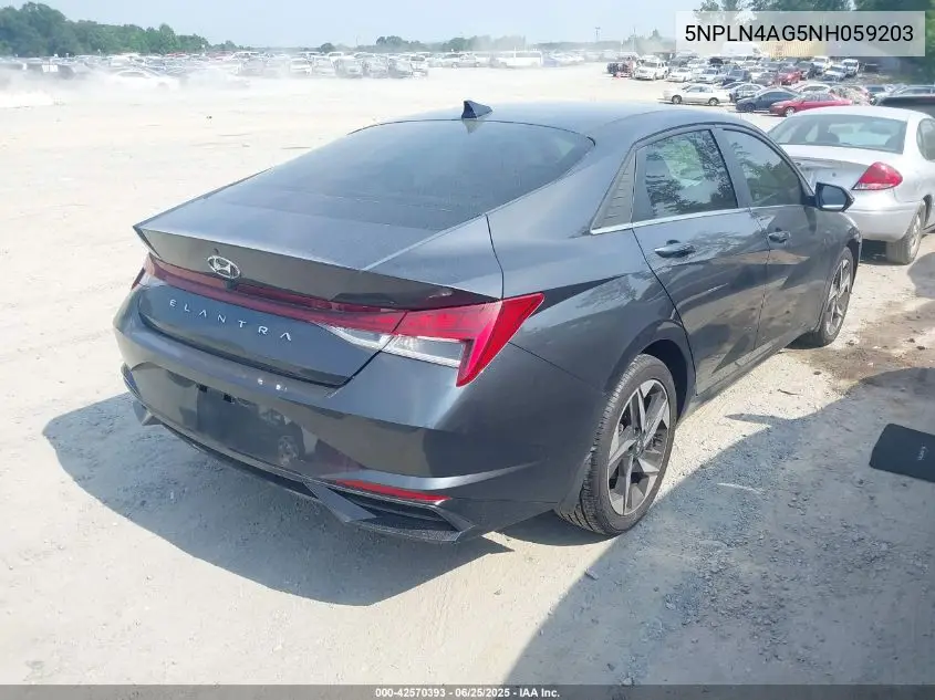2022 Hyundai Elantra Sel VIN: 5NPLN4AG5NH059203 Lot: 42570393