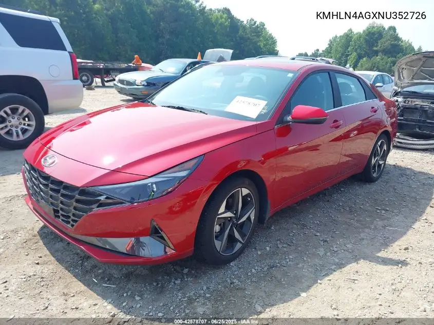 2022 Hyundai Elantra Sel VIN: KMHLN4AGXNU352726 Lot: 42578707