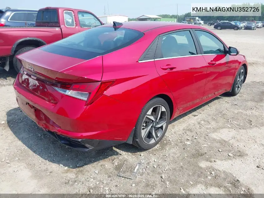 2022 Hyundai Elantra Sel VIN: KMHLN4AGXNU352726 Lot: 42578707