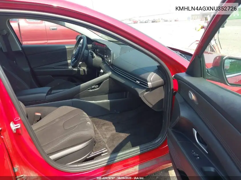 2022 Hyundai Elantra Sel VIN: KMHLN4AGXNU352726 Lot: 42578707
