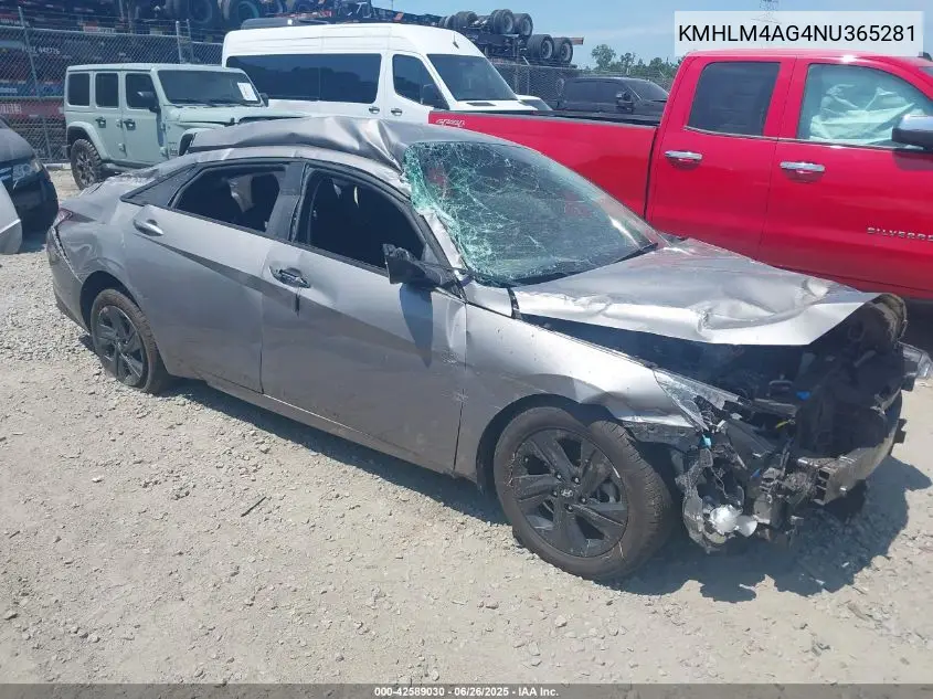 2022 Hyundai Elantra Sel VIN: KMHLM4AG4NU365281 Lot: 42589030
