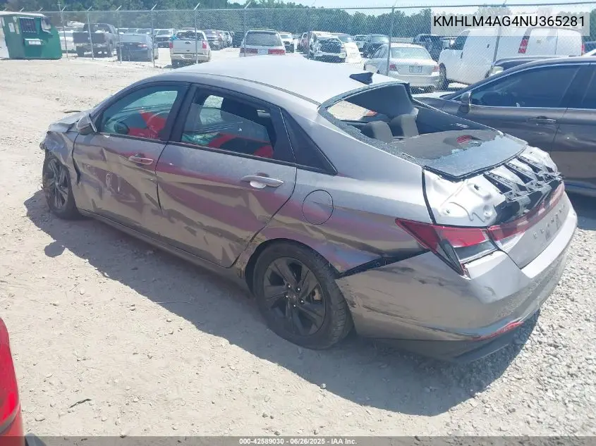2022 Hyundai Elantra Sel VIN: KMHLM4AG4NU365281 Lot: 42589030