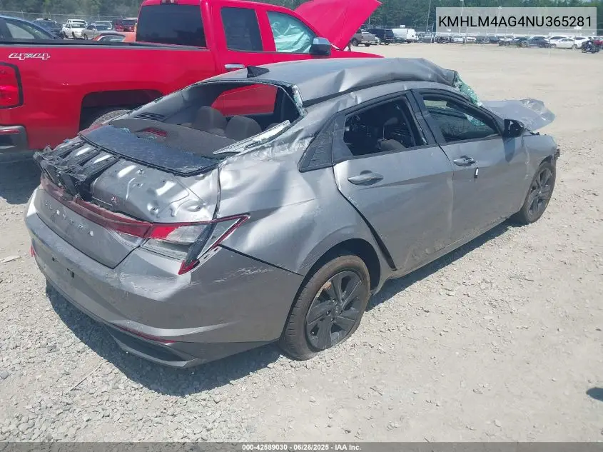 2022 Hyundai Elantra Sel VIN: KMHLM4AG4NU365281 Lot: 42589030