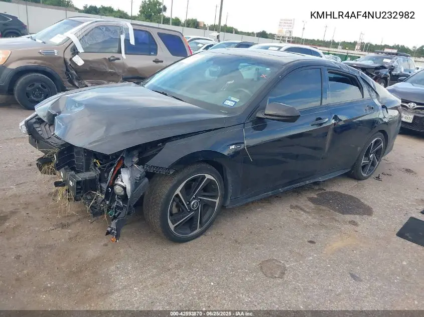 2022 Hyundai Elantra N Line VIN: KMHLR4AF4NU232982 Lot: 42593870