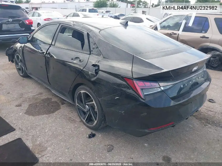 2022 Hyundai Elantra N Line VIN: KMHLR4AF4NU232982 Lot: 42593870