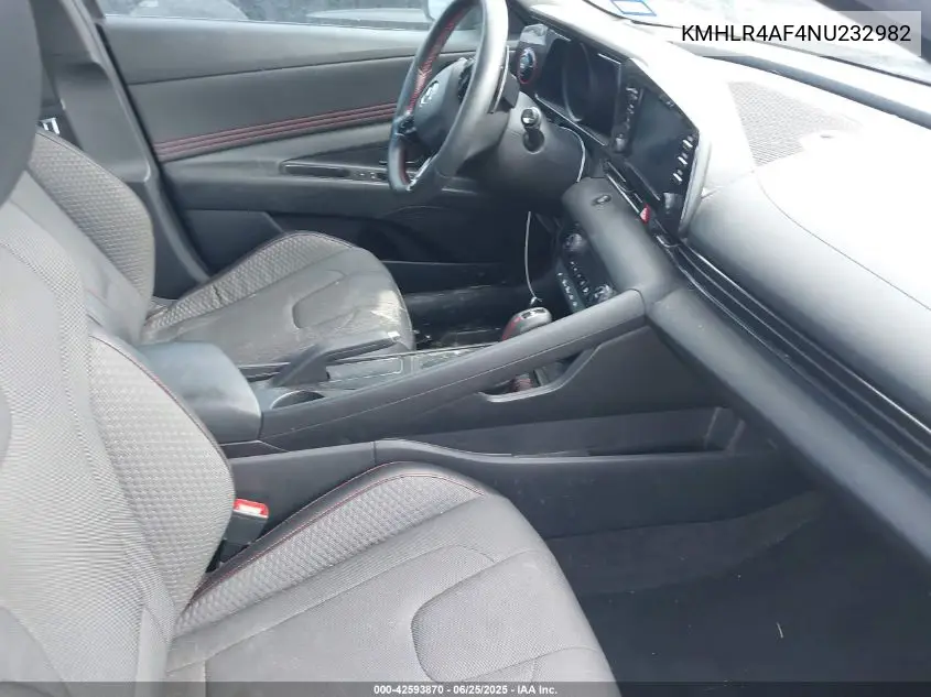 2022 Hyundai Elantra N Line VIN: KMHLR4AF4NU232982 Lot: 42593870