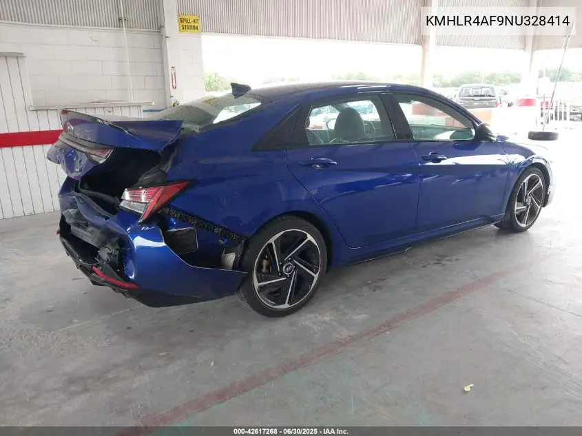 2022 Hyundai Elantra N Line VIN: KMHLR4AF9NU328414 Lot: 42617268