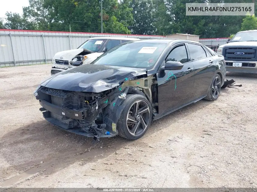 2022 Hyundai Elantra N Line VIN: KMHLR4AF0NU275165 Lot: 42619399