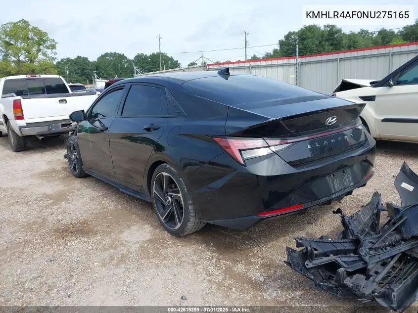2022 Hyundai Elantra N Line VIN: KMHLR4AF0NU275165 Lot: 42619399