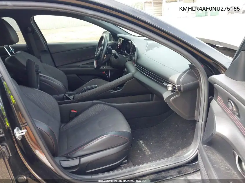 2022 Hyundai Elantra N Line VIN: KMHLR4AF0NU275165 Lot: 42619399