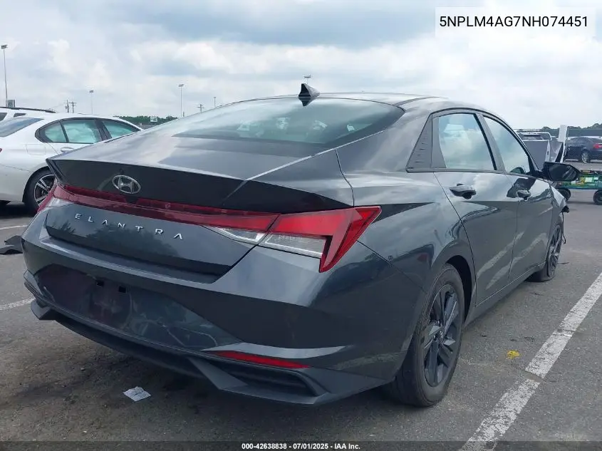 2022 Hyundai Elantra Sel VIN: 5NPLM4AG7NH074451 Lot: 42638838