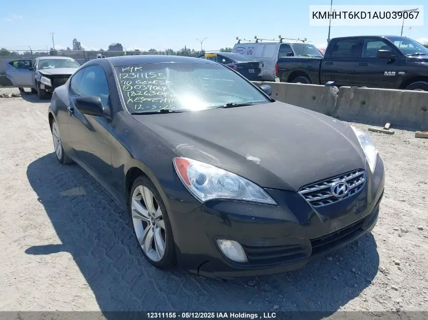 2010 Hyundai Genesis Coupe VIN: KMHHT6KD1AU039067 Lot: 12311155