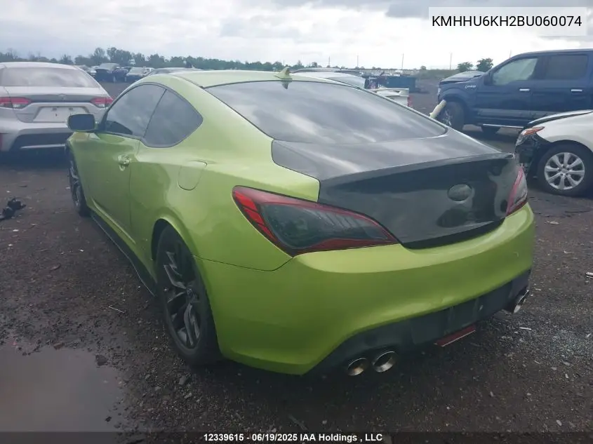 2011 Hyundai Genesis Coupe 3.8L VIN: KMHHU6KH2BU060074 Lot: 12339615